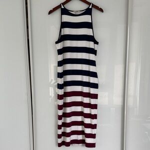 Ted Baker London Striped Navy, White & Burgundy Maxi Dress